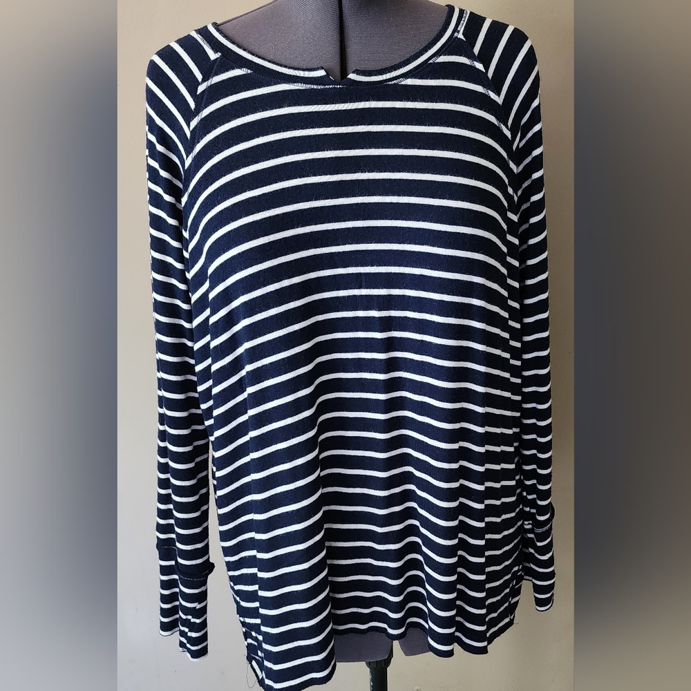 Michael Stars Blue and White Boxy Sweatshirt